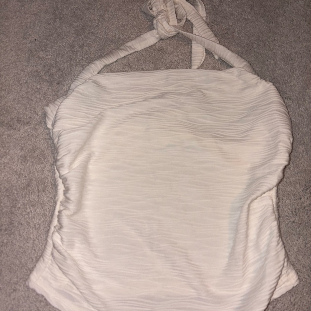 SHEIN White Textured Halter Camisole